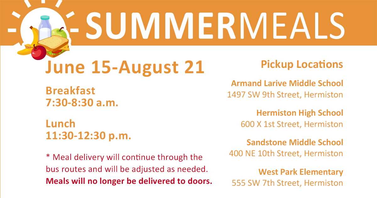 Flyer explaining the summer meal program. 